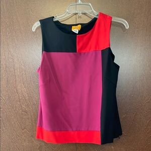 Colorblock Sleeveless Top - Red, Pink, Black